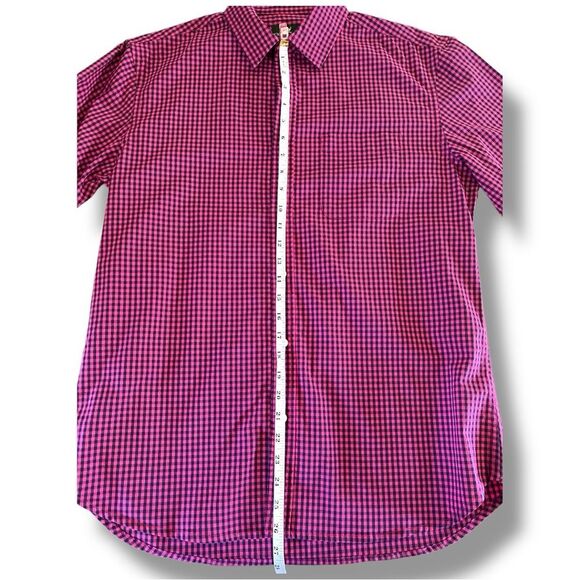 Knox & Lane Slim fit bottom Down Shirt Pink and Navy Bleu Size Medium - Picture 6 of 6